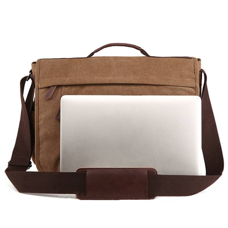 Suuri Kapasiteetti Canvas Business Laptop Laukku Olkalaukku Crossbody Laukku Miehille