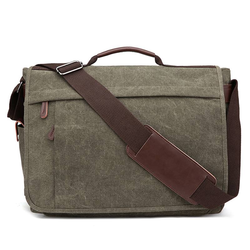 Suuri Kapasiteetti Canvas Business Laptop Laukku Olkalaukku Crossbody Laukku Miehille