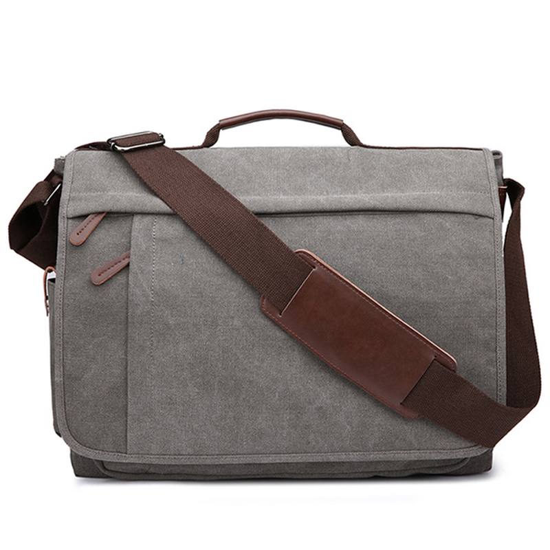 Suuri Kapasiteetti Canvas Business Laptop Laukku Olkalaukku Crossbody Laukku Miehille