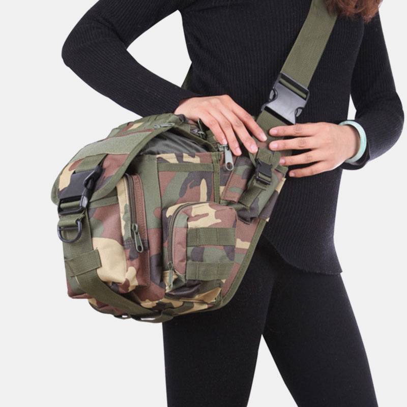 Unisex Oxford Cloth Tactical Naamiointi Outdoor Game Ratsastus Multi-carry Satulalaukku Crossbody Bag Vyötärölaukku Reppu