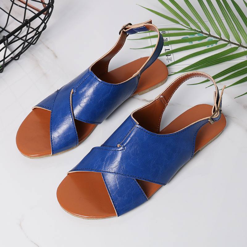 Wome Beach Peep Toe Cross Buckle Matalat Kengät -sandaalit