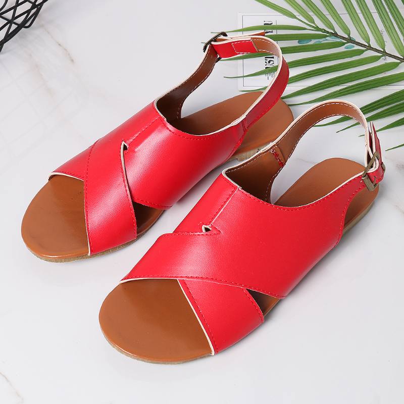 Wome Beach Peep Toe Cross Buckle Matalat Kengät -sandaalit