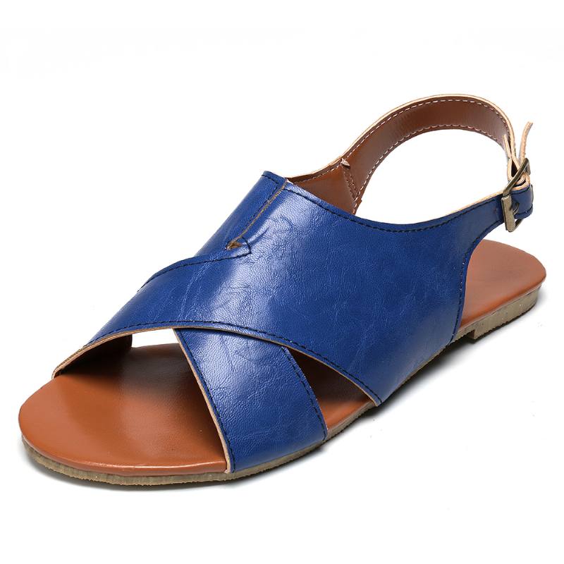 Wome Beach Peep Toe Cross Buckle Matalat Kengät -sandaalit