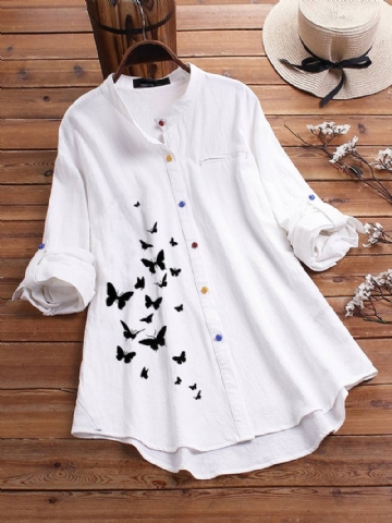 Butterfly Painatus Button Causal Paidat Pusero