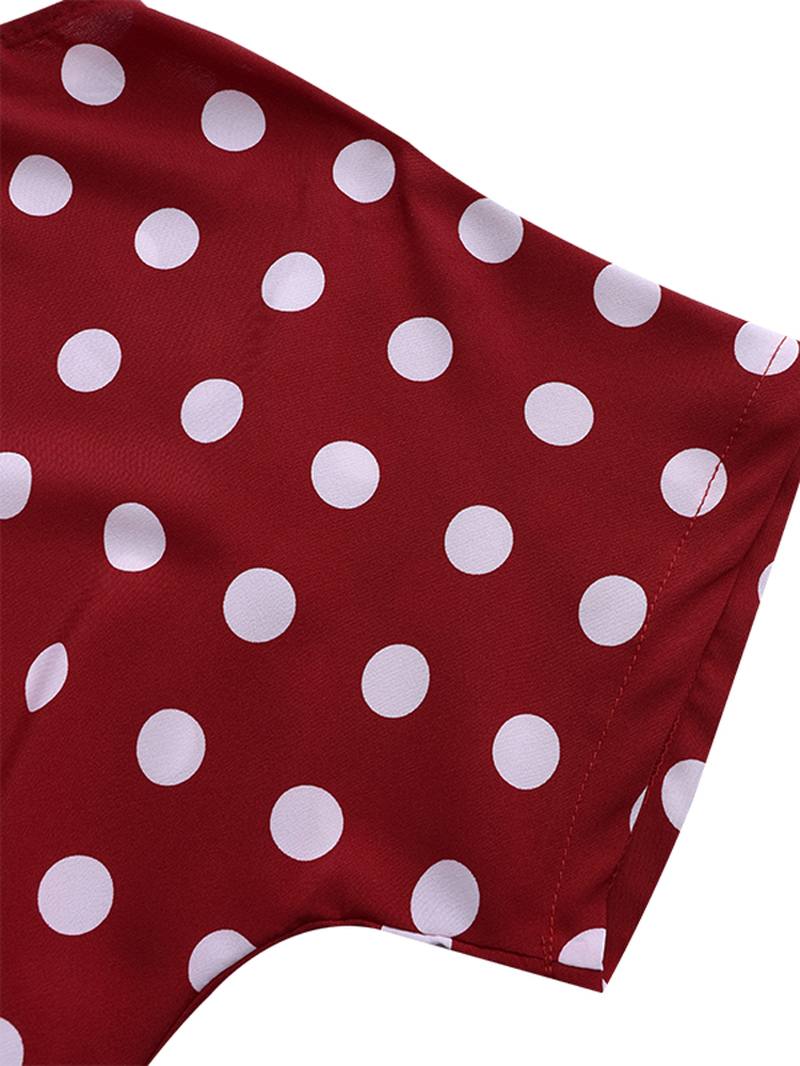 Polka Dot Crew Neck High Low Causal Pusero