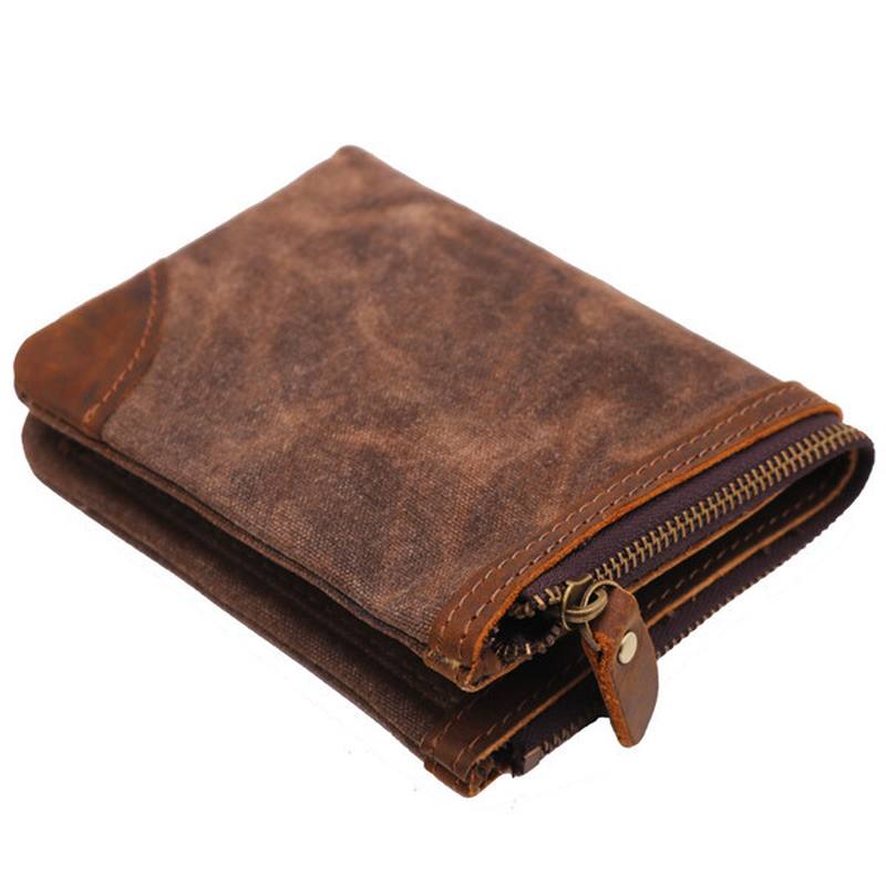 Canvas Vintage Wallet Bifold 8 Card Slot Kolikkokukkaro Miehille