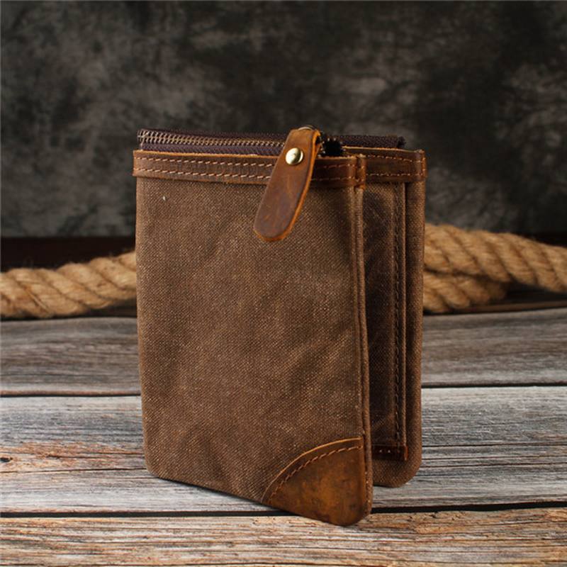 Canvas Vintage Wallet Bifold 8 Card Slot Kolikkokukkaro Miehille