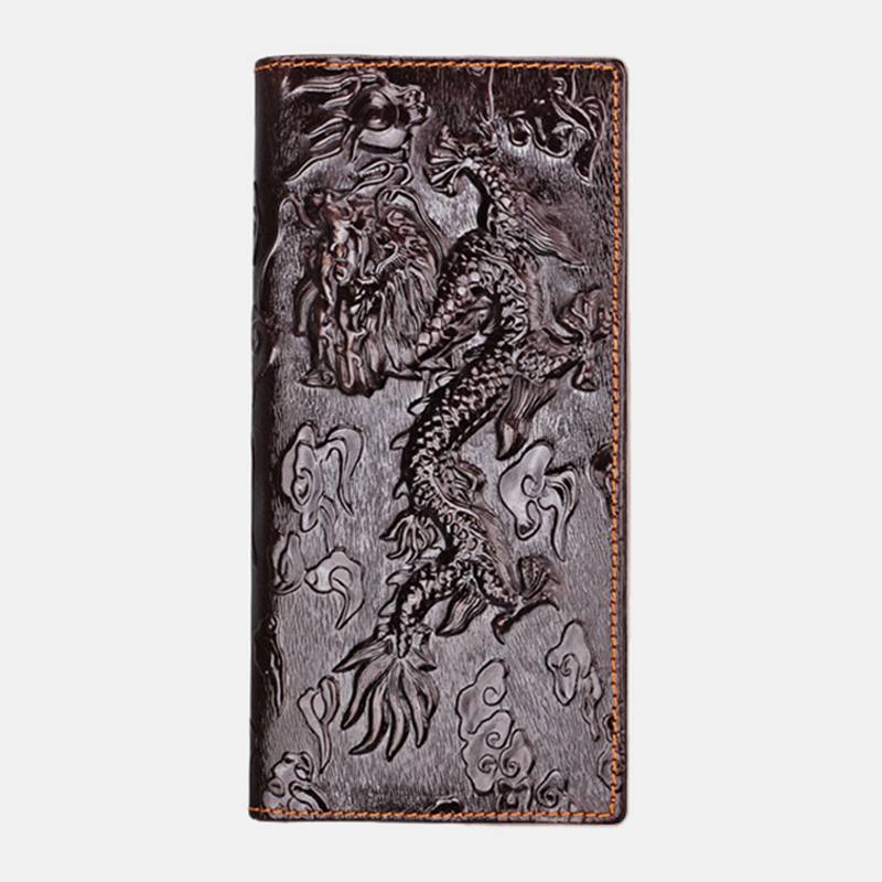 Miesten Aidosta Nahasta Valmistettu 3d Dragon Pattern Retro Business Multi-slot -korttikotelo