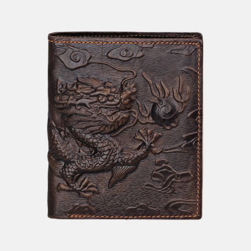 Miesten Aidosta Nahasta Valmistettu 3d Dragon Pattern Retro Business Multi-slot -korttikotelo