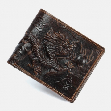 Miesten Aidosta Nahasta Valmistettu 3d Dragon Pattern Retro Muoti -nahkainen Korttikotelo