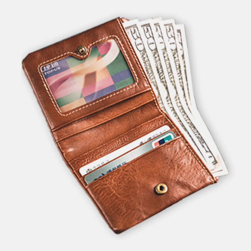 Miesten Aitoa Nahkaa Erittäin Ohut Lyhyt Lompakko Retro Bifold Mini Card Case Money Cllip