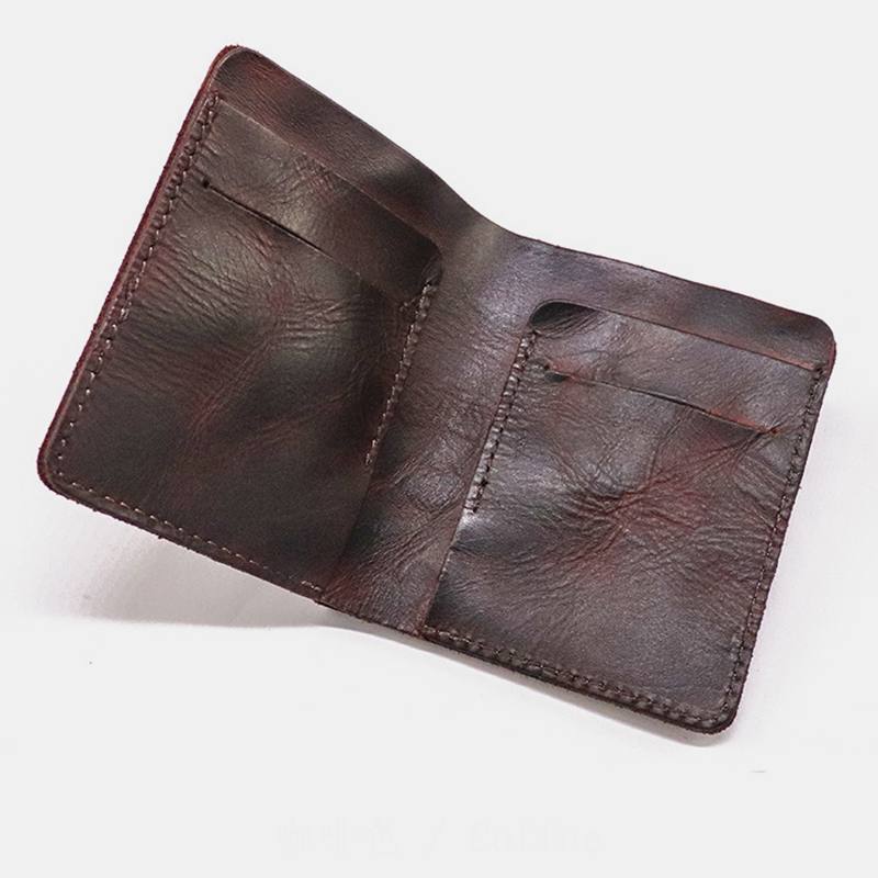 Miesten Bifold Ohut Lompakko Yksinkertainen Retro Kasvisparkittu Nahka Korttikotelo Kolikko Kukkaro Money Clip