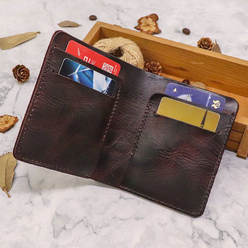 Miesten Bifold Ohut Lompakko Yksinkertainen Retro Kasvisparkittu Nahka Korttikotelo Kolikko Kukkaro Money Clip