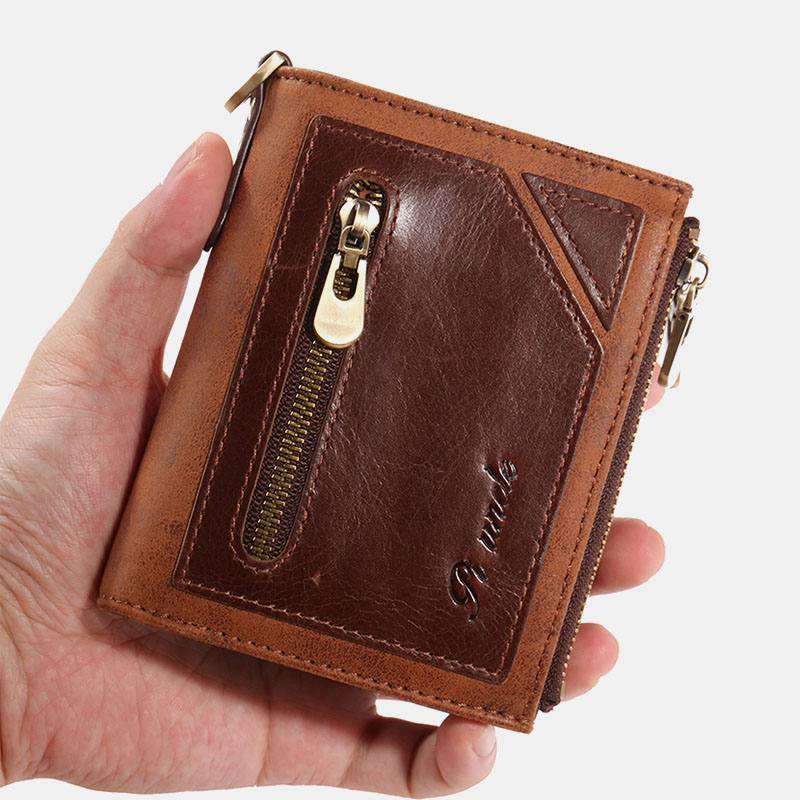 Miesten Bifold Varkaudenesto Aitoa Nahkaa Lompakot Lyhyet Suuri Tilavuus Multi-card Slot Korttipidike Kolikko Kukkaro Money Clip