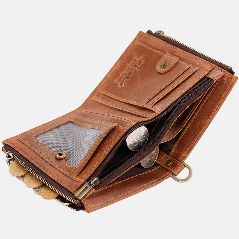 Miesten Bifold Varkaudenesto Aitoa Nahkaa Lompakot Lyhyet Suuri Tilavuus Multi-card Slot Korttipidike Kolikko Kukkaro Money Clip