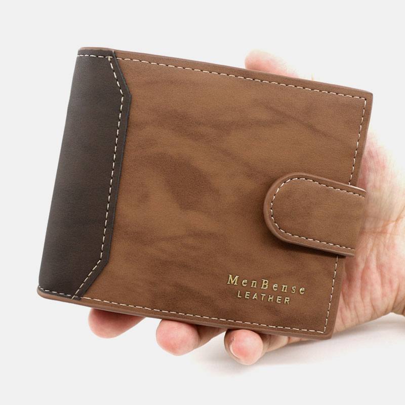 Miesten Keinonahka Värin Mukainen Monikorttinen Lyhyt Lompakko Muoti Hasp Bifold Money Clip Kolikkokukkaro