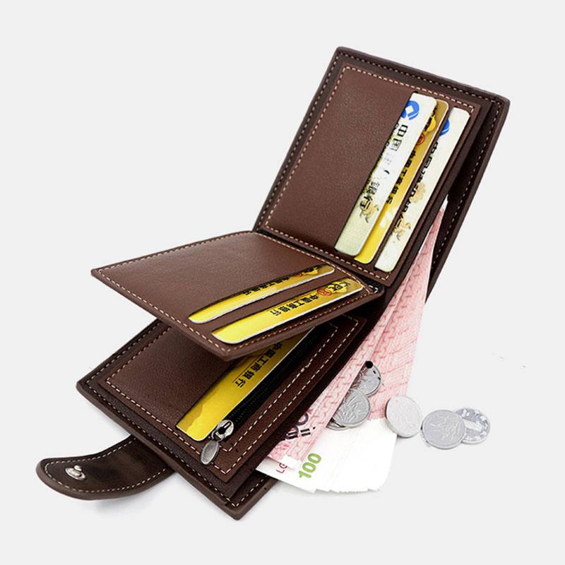 Miesten Keinonahka Värin Mukainen Monikorttinen Lyhyt Lompakko Muoti Hasp Bifold Money Clip Kolikkokukkaro