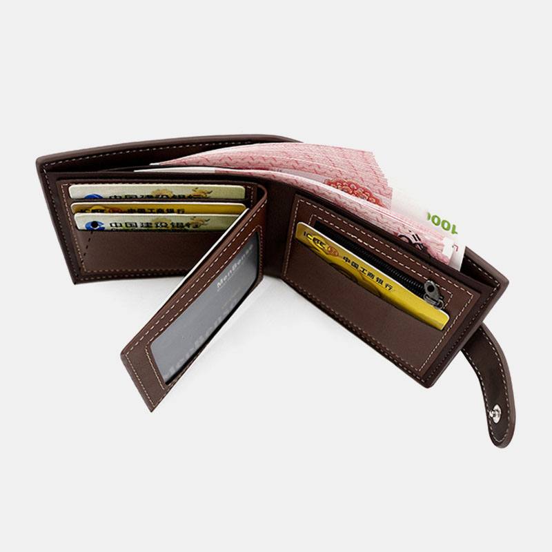 Miesten Keinonahka Värin Mukainen Monikorttinen Lyhyt Lompakko Muoti Hasp Bifold Money Clip Kolikkokukkaro