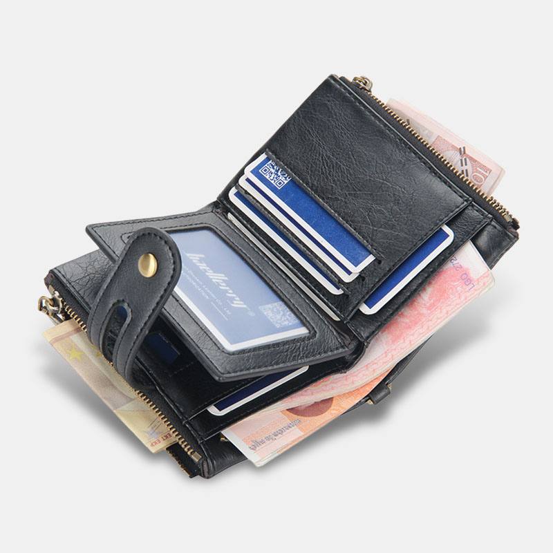 Miesten Pu-nahkainen Pitkä Bifold Monikorttipaikkainen Korttikotelo Kaksi Vetoketjua Kolikkokukkaro Money Clip Lompakko