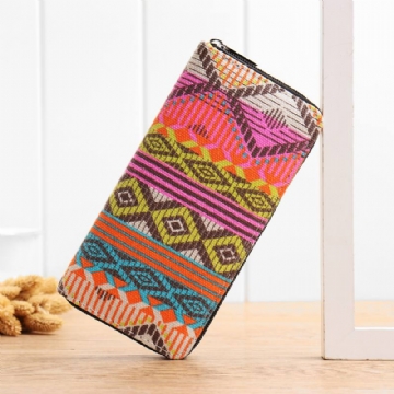 Naisten Canvas Bohemian Long Wallet National Phone Kukkaro