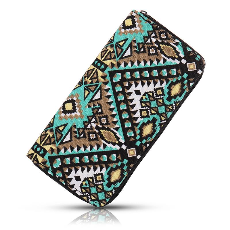 Naisten Canvas Bohemian Long Wallet National Phone Kukkaro