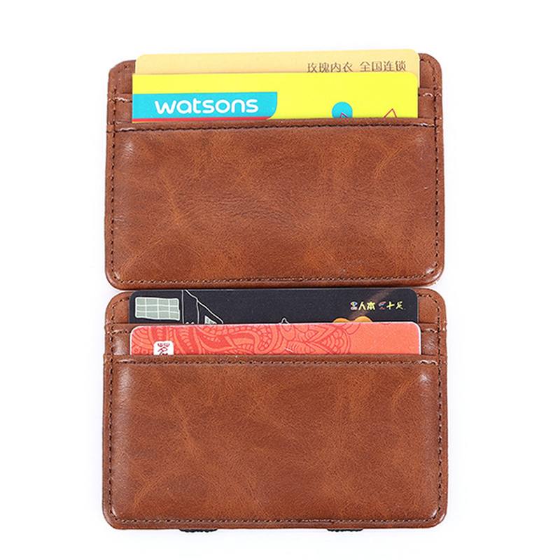 Pu Money Card Clip Magic Wallet Clutch Bus Card Bag -laukku