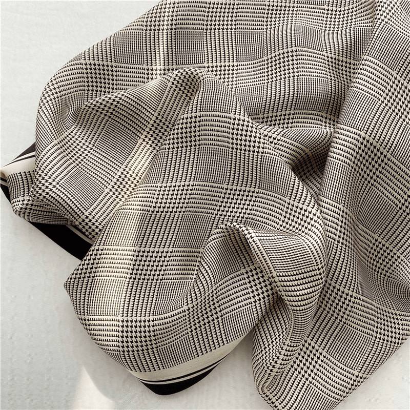 Mustavalkoinen Houndstooth Pitkä Silkkihuivi Syksyn Tyylinen Muotihuivi Kaksikäyttöinen