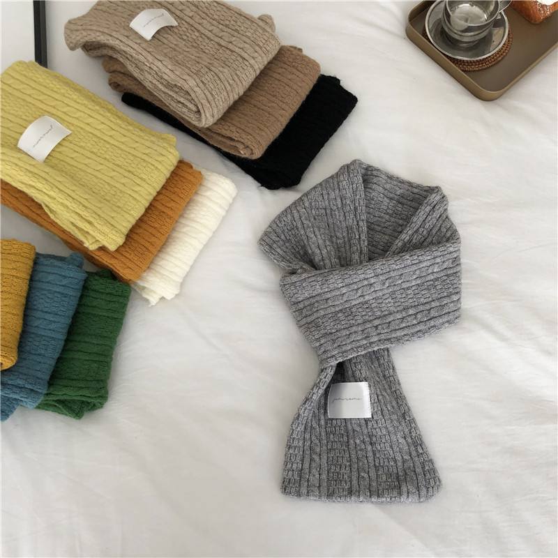 Pure Color Cashmere Neulottu Paksuuntunut Ristiin Lämmin Huivi