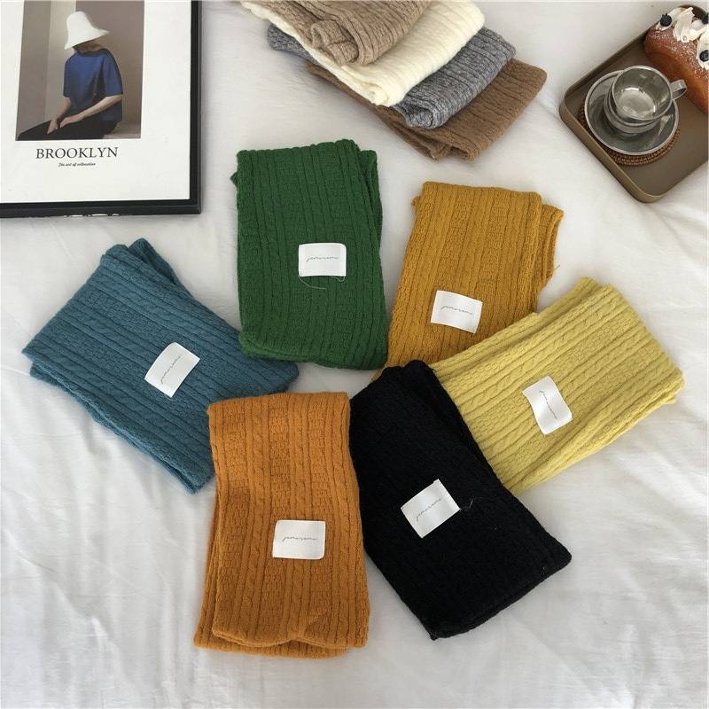 Pure Color Cashmere Neulottu Paksuuntunut Ristiin Lämmin Huivi