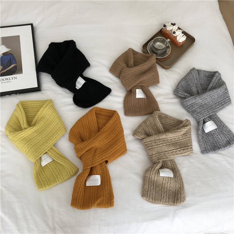 Pure Color Cashmere Neulottu Paksuuntunut Ristiin Lämmin Huivi