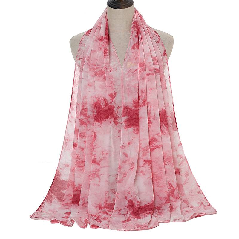 Tie-dye Painettu Pearl Chiffon Huivi