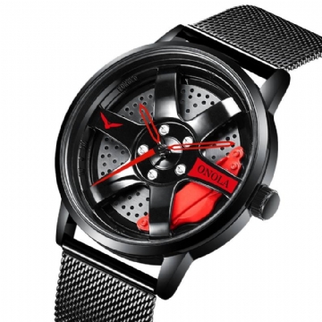 3d Hollow Wheel Hub Design Vedenpitävä Muoti Full Steel Miesten Kello Quartz Watch