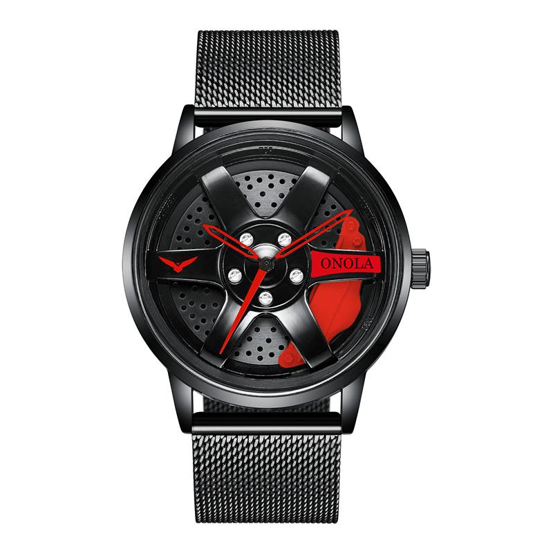 3d Hollow Wheel Hub Design Vedenpitävä Muoti Full Steel Miesten Kello Quartz Watch