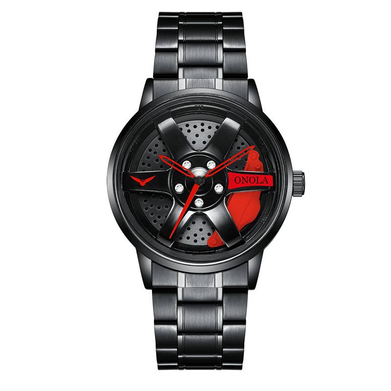 3d Hollow Wheel Hub Design Vedenpitävä Muoti Full Steel Miesten Kello Quartz Watch