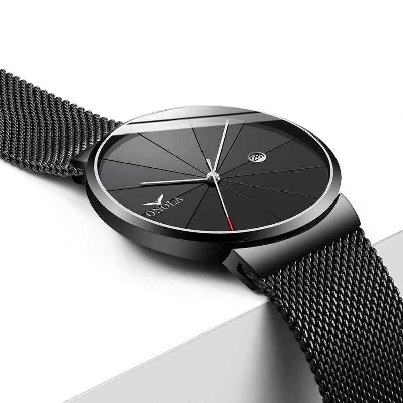 Business Rento Mesh Rannekello Kalenteri Vedenpitävä Miesten Quartz Watch Rannekello