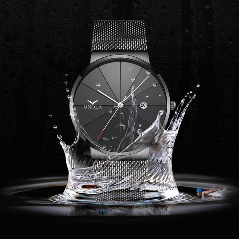 Business Rento Mesh Rannekello Kalenteri Vedenpitävä Miesten Quartz Watch Rannekello