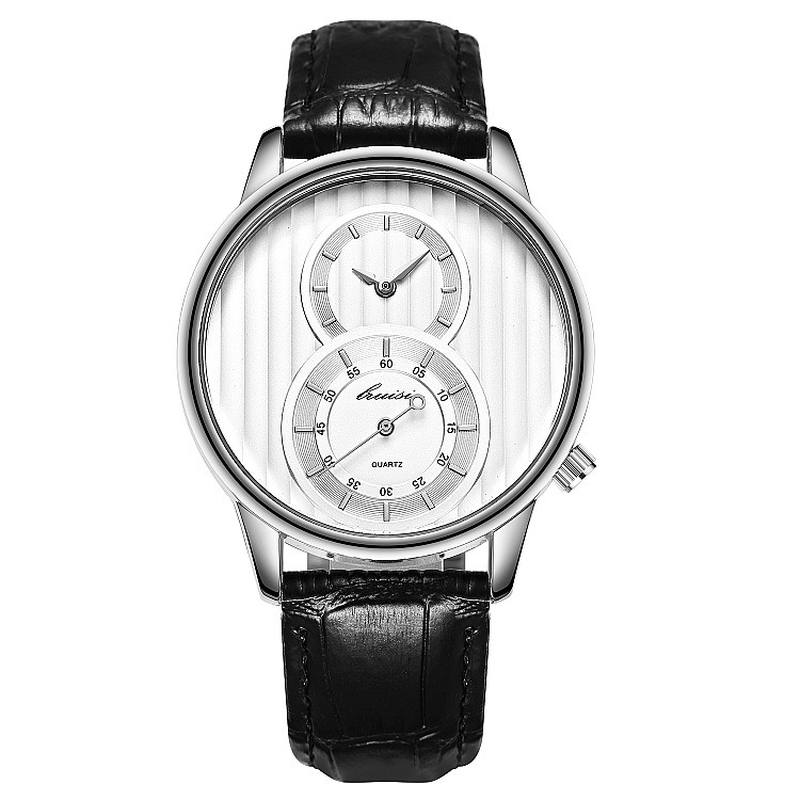 Muoti Dial Organ Stripe Kaksi Luovaa Kellotaulu Nahkaa Miesten Kello Classic Quartz Watch