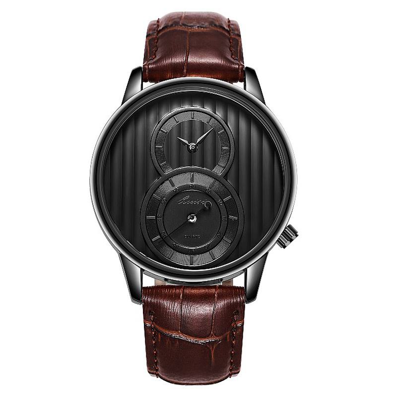 Muoti Dial Organ Stripe Kaksi Luovaa Kellotaulu Nahkaa Miesten Kello Classic Quartz Watch