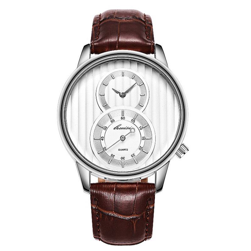 Muoti Dial Organ Stripe Kaksi Luovaa Kellotaulu Nahkaa Miesten Kello Classic Quartz Watch