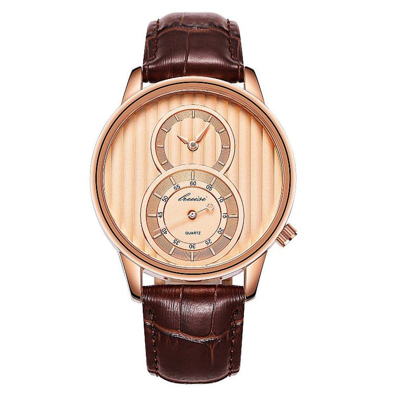 Muoti Dial Organ Stripe Kaksi Luovaa Kellotaulu Nahkaa Miesten Kello Classic Quartz Watch