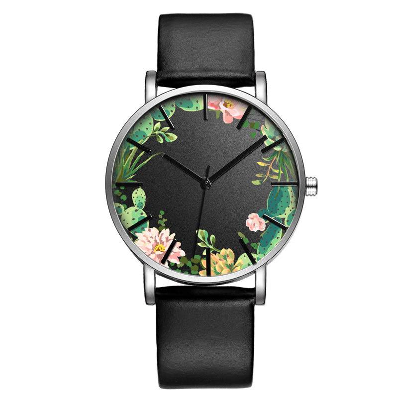 Unisex-rannekello Flower Picture Dial Display Quartz Watch