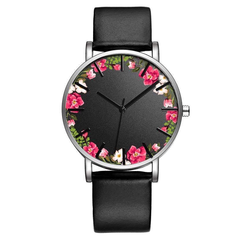 Unisex-rannekello Flower Picture Dial Display Quartz Watch