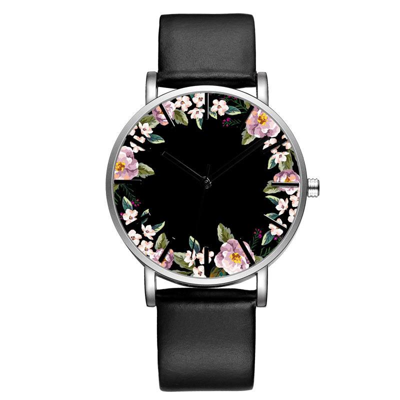 Unisex-rannekello Flower Picture Dial Display Quartz Watch