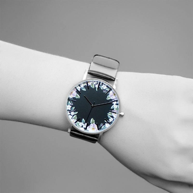 Unisex-rannekello Flower Picture Dial Display Quartz Watch