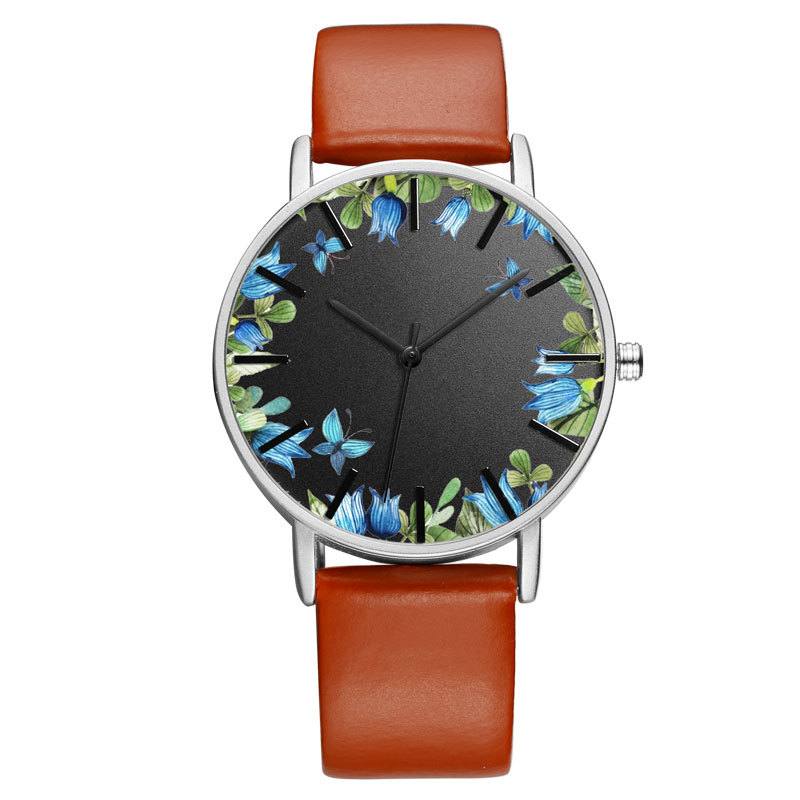 Unisex-rannekello Flower Picture Dial Display Quartz Watch