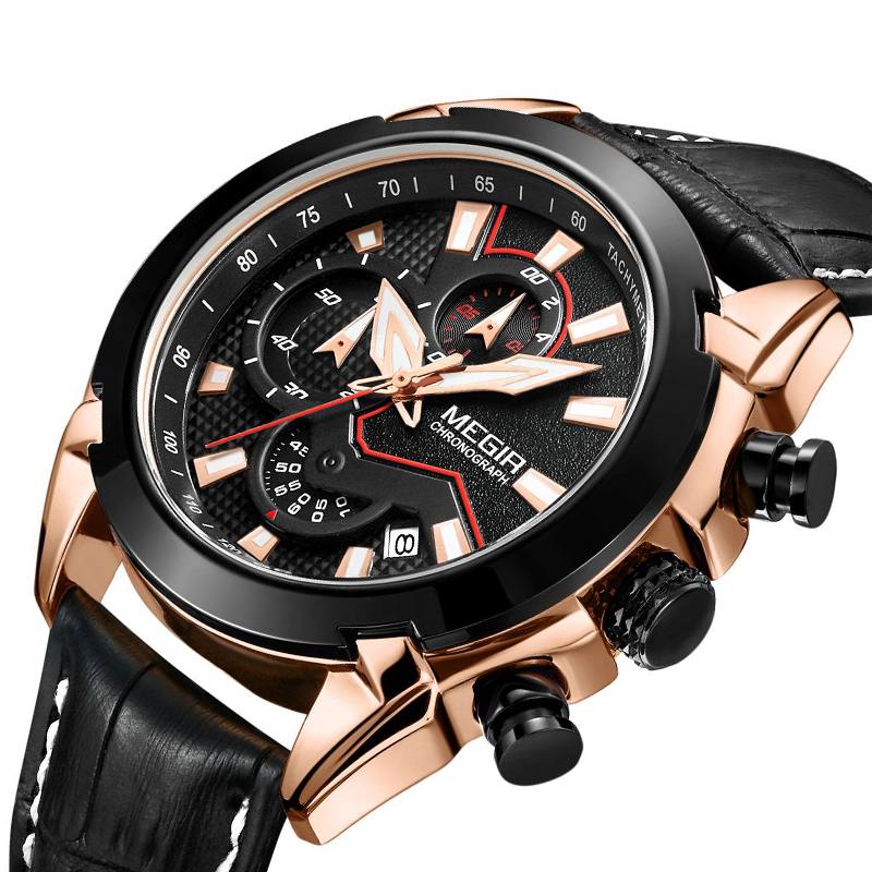 Urheilukellot Creative Chronograph Quartz Leather Range Miesten Kello