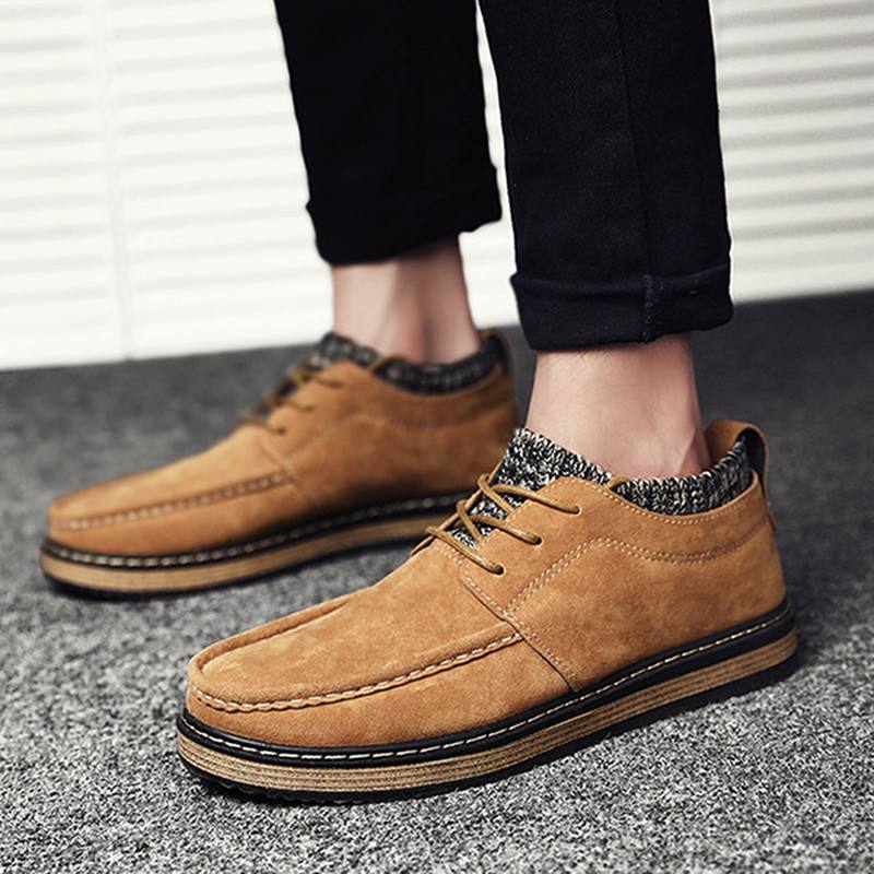 Miesten Brogue Style -neulotut Mokkanahkaiset Pehmeät Pohjalliset Lämpimät Oxfords-kengät