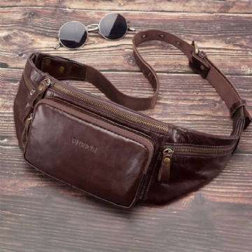 Miesten Aito Nahka Retro Sport Outdoor Multi-carry Rintalaukku Sling Bag Crossbody Bag Vyötärölaukku