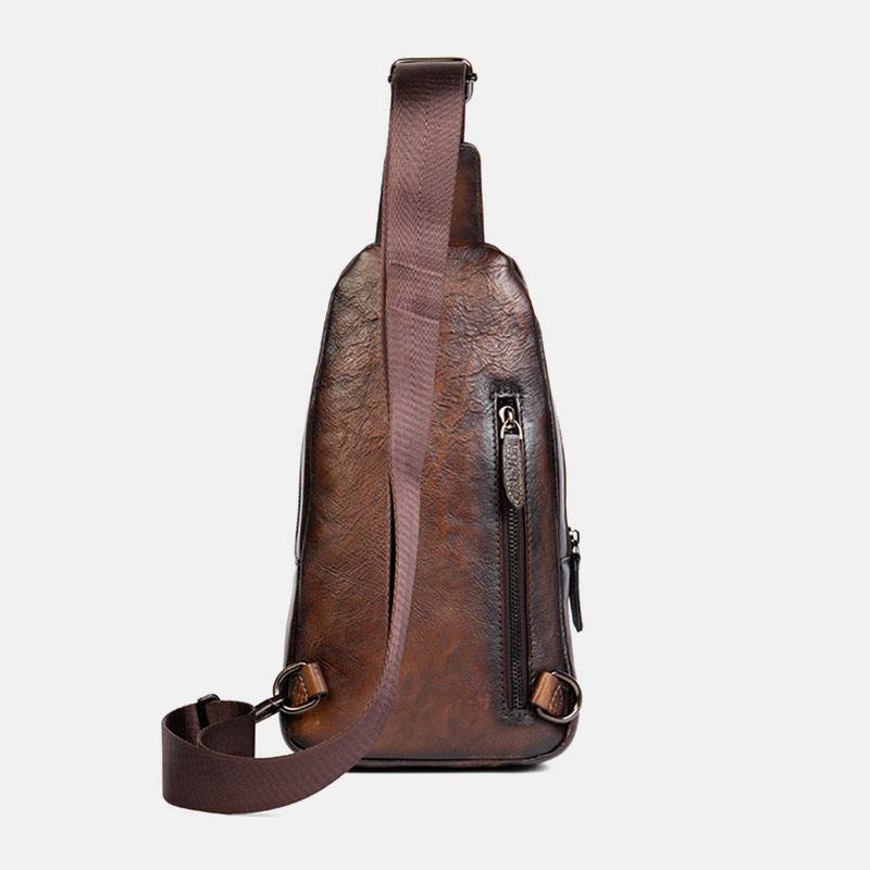 Miesten Ensimmäisen Kerroksen Lehmännahkainen Monitaskuinen Varkaudenesto Rintalaukku Messenger Bag Crossbody Olkalaukut