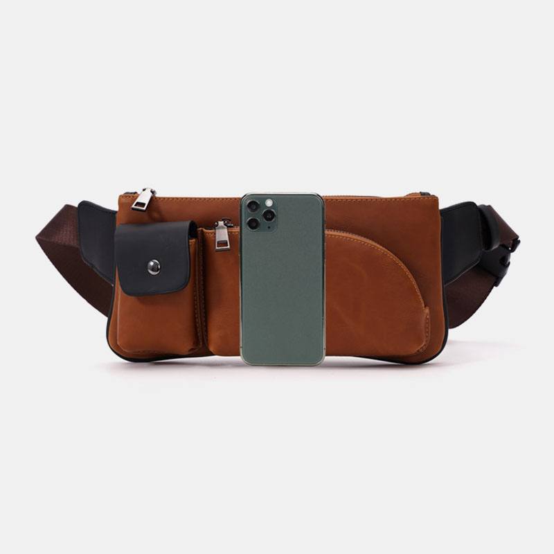 Miesten Keinonahkainen Retro Business Rento Multi-carry Vyötärölaukku Rintalaukku Sling Bag